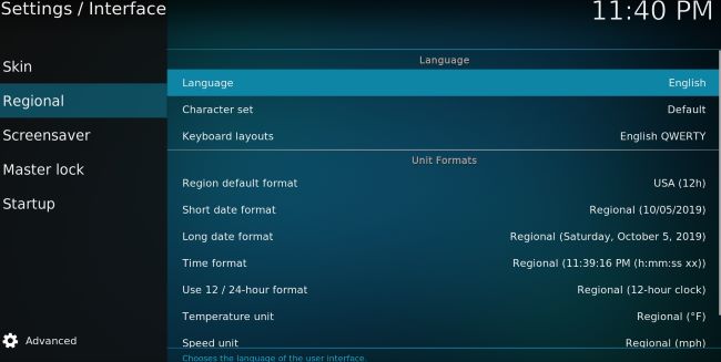 kodi-change-language